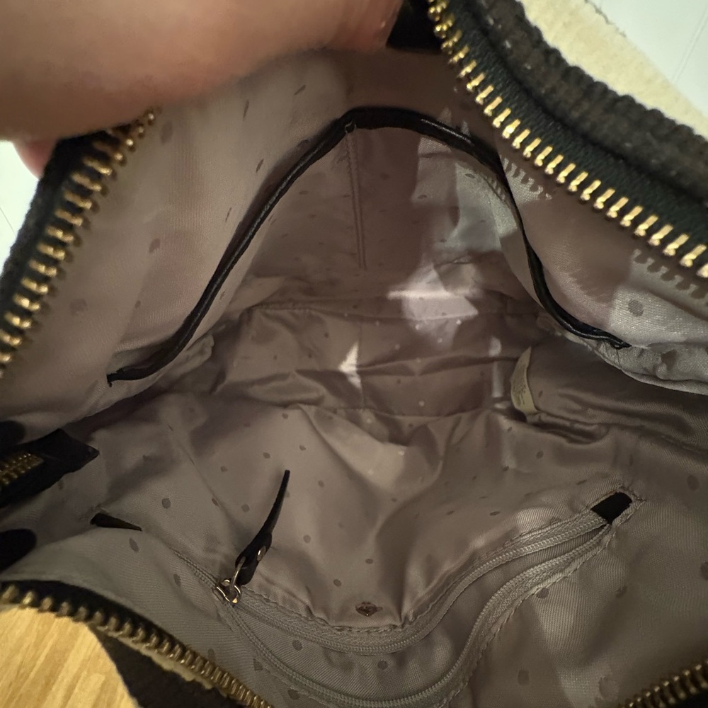 Kate Spade Black and Cream Striped Hand Shoulder Bag 10x10x5 VGUC - Picture 6 of 13